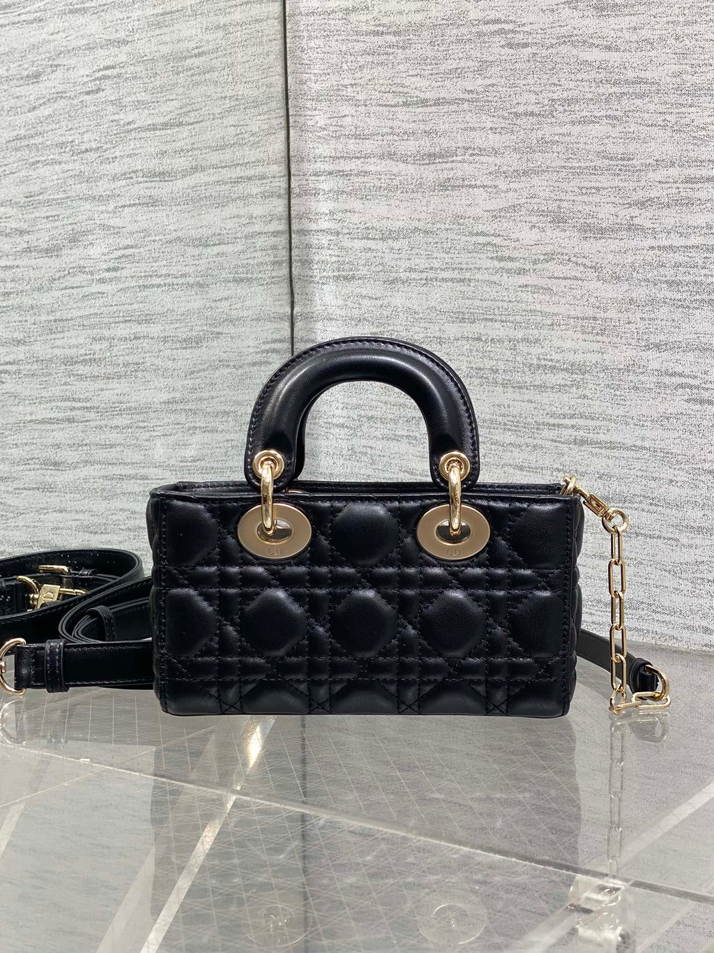 Dior 25S Micro Lady D-Joy 19 in Black Calfskin Gold Hardwre Bag