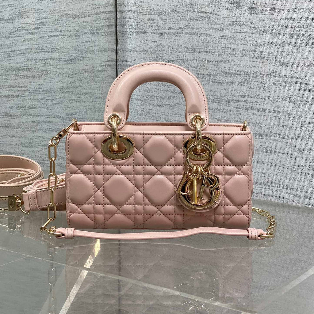 Dior 25S Micro Lady D-Joy 19 in Baby Pink Calfskin Gold Hardware Bag