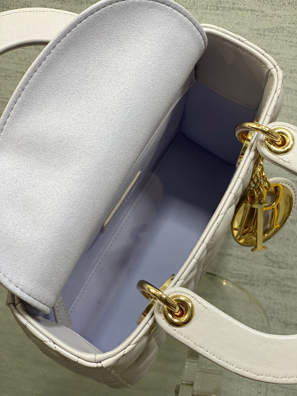 Dior 25S Lady Bag 20 in Lilac Cannage Calfskin Gold Hardware