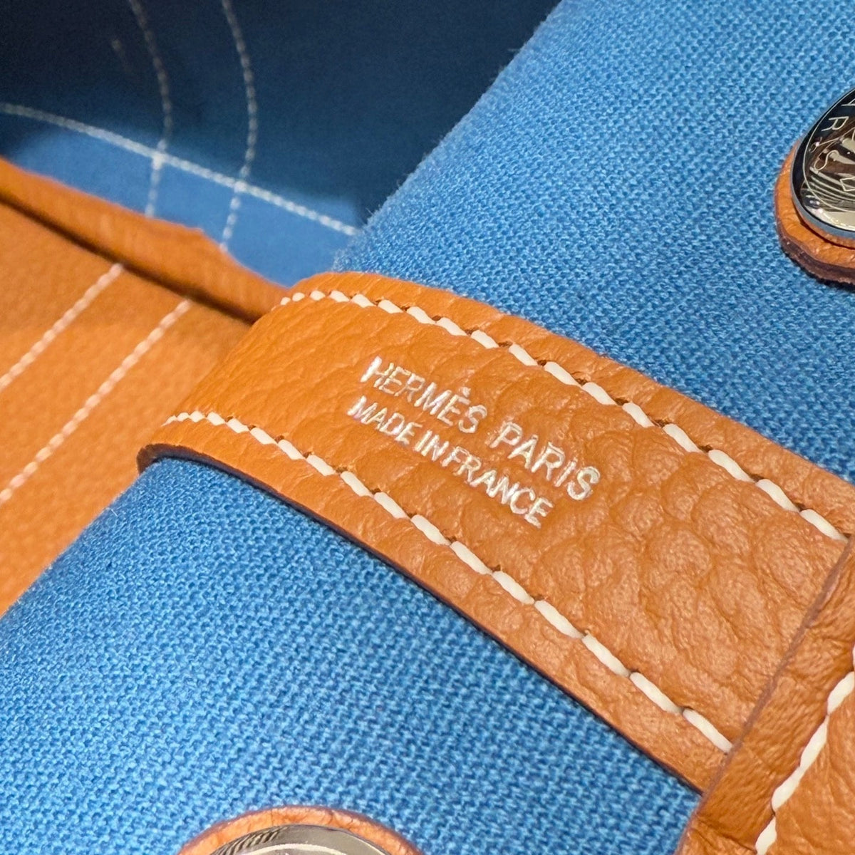 Hermes Garden Party 30cm in Dune Magnolia Toilets Cotton Canvas and Brown Calfskin Bag