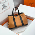 Hermes Garden Party 30cm in Orange Minimum Toilets Cotton Canvas and Black Calfskin Bag