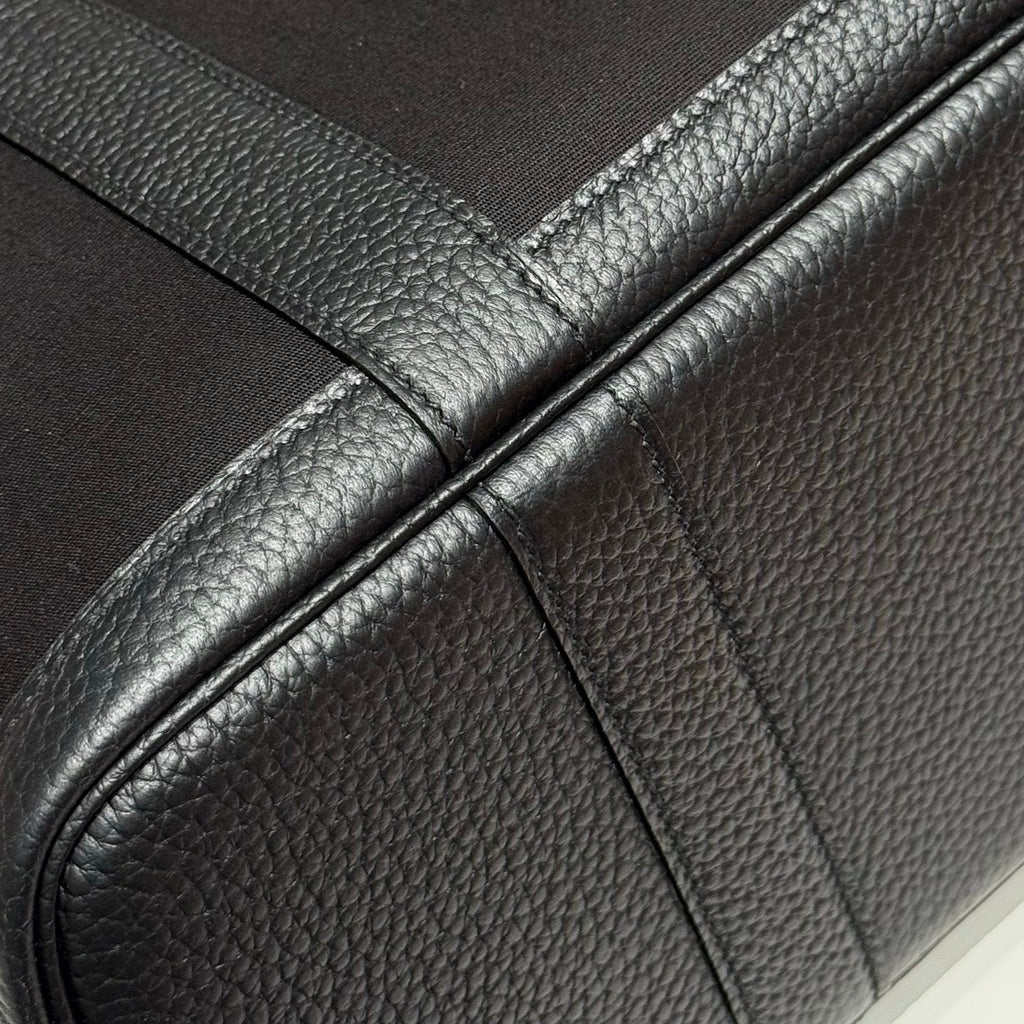Hermes Garden Party 30cm in Black Toilets Cotton Canvas and Calfskin Bag