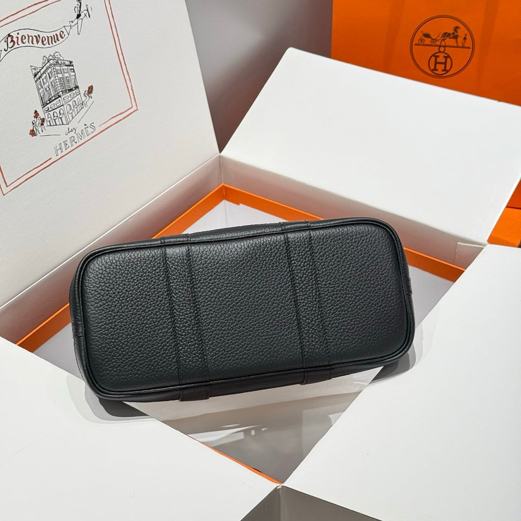 Hermes Garden Party 30cm in Black Toilets Cotton Canvas and Calfskin Bag