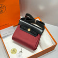 Hermes 25S Mini Herbag 20 in Red and Black Canvas Gold Hardware Bag