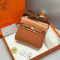 Hermes 25S Mini Herbag 20 in Copper Brown Canvas Gold Hardware Bag