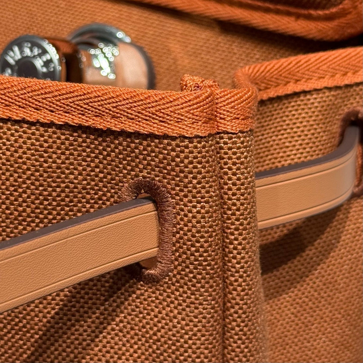 Hermes 25S Mini Herbag 20 in Copper Brown Canvas Silver Hardware Bag