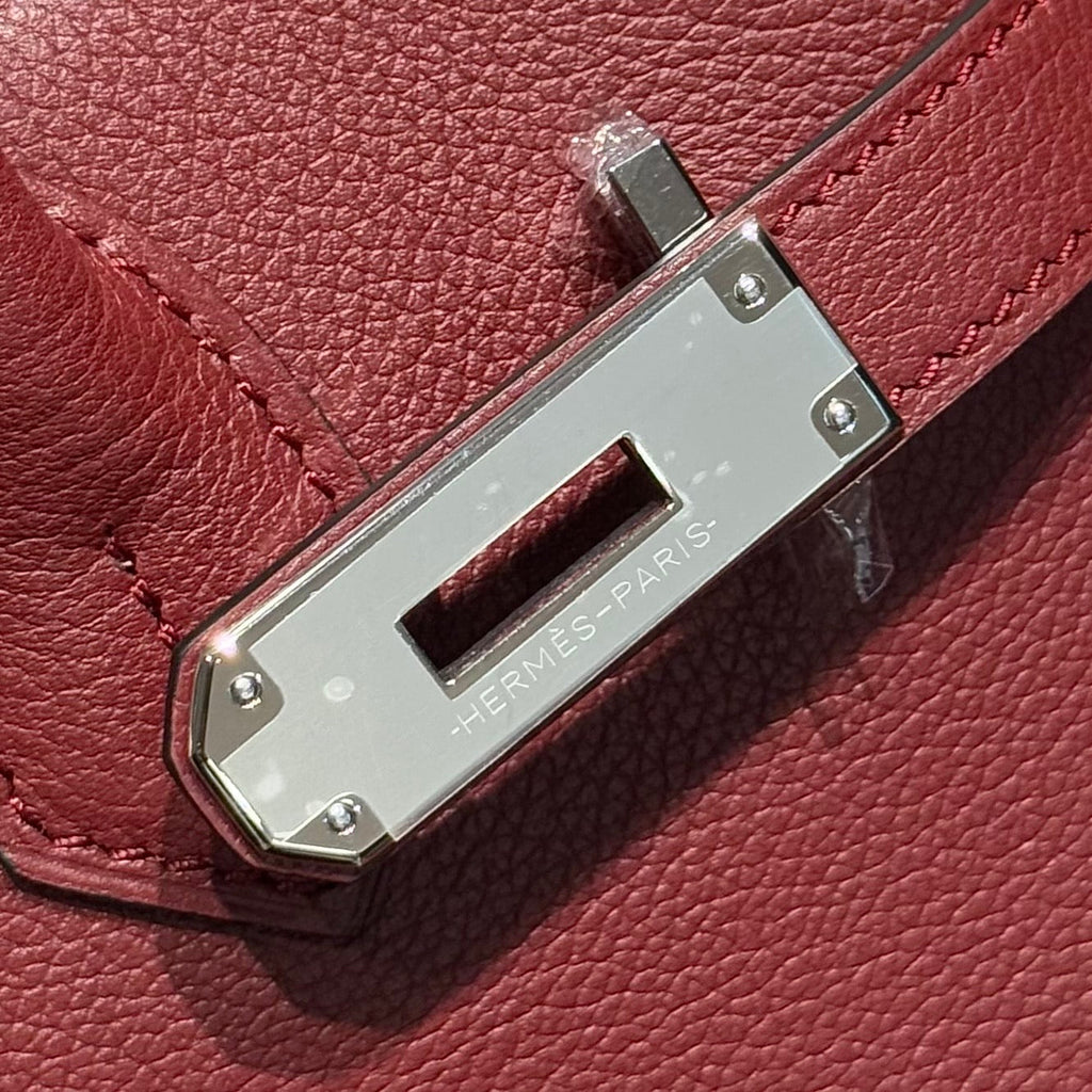 Hermes 25S Shoulder Birkin 29 in Burnt Red Calfskin Silver Hardware Bag