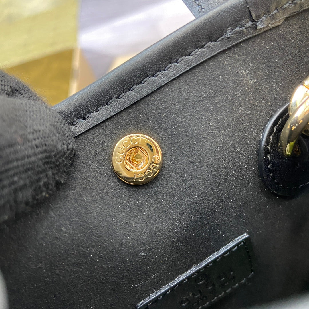 Gucci 20 Super Mini Bag with Strap in Black Calfskin