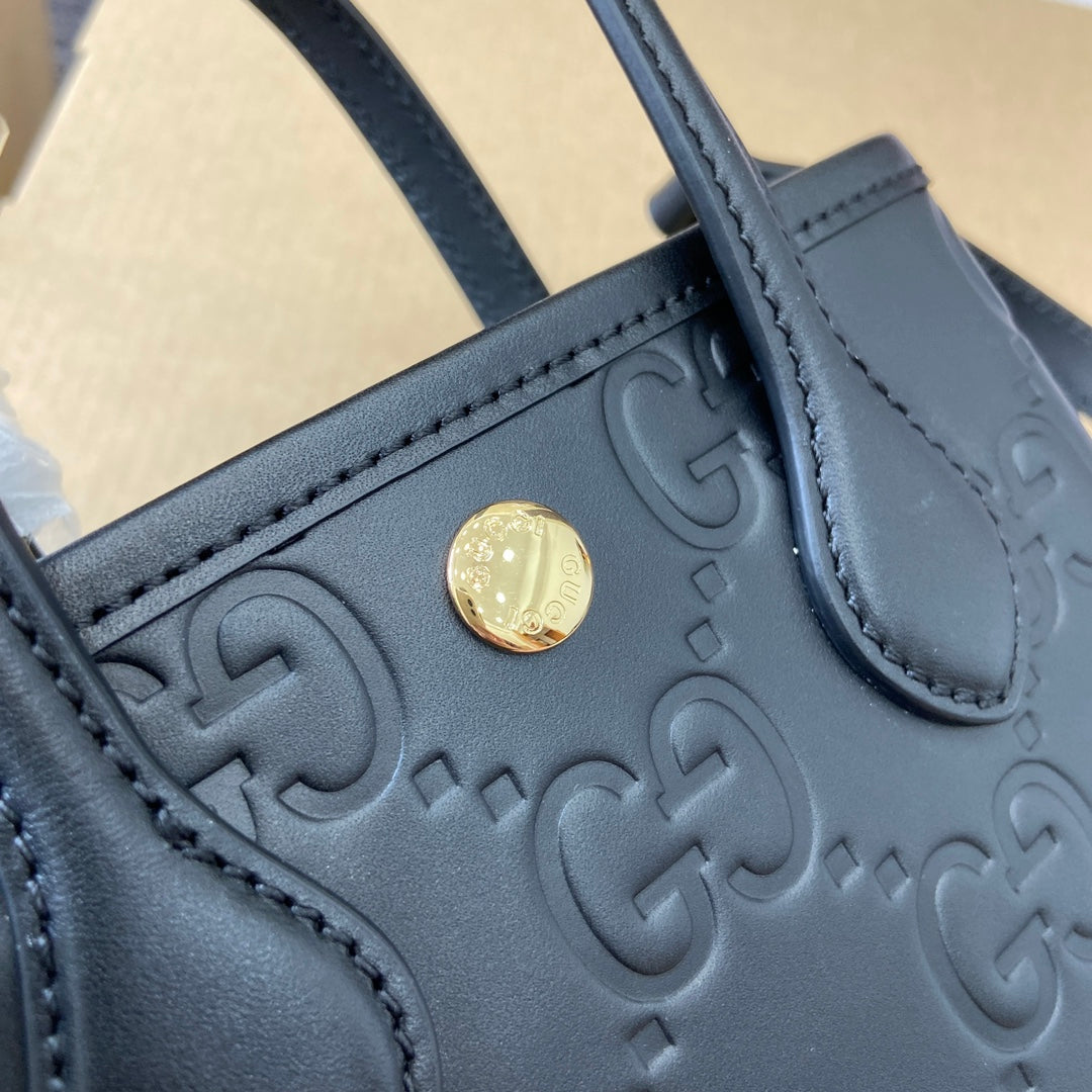 Gucci 20 Super Mini Bag with Strap in Black Calfskin