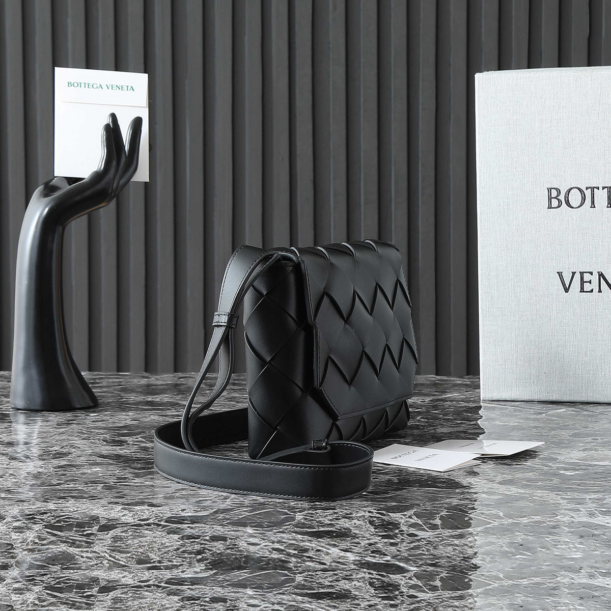 Bottega Veneta 25S Diago 22 in Black Calfskin Patent Silver Hardware Bag