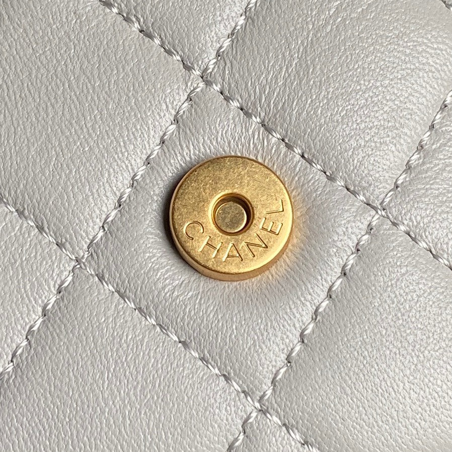 Chanel Cruise Drawstring Backpack 24 in Grey Lambskin Gold-Tone Metallic