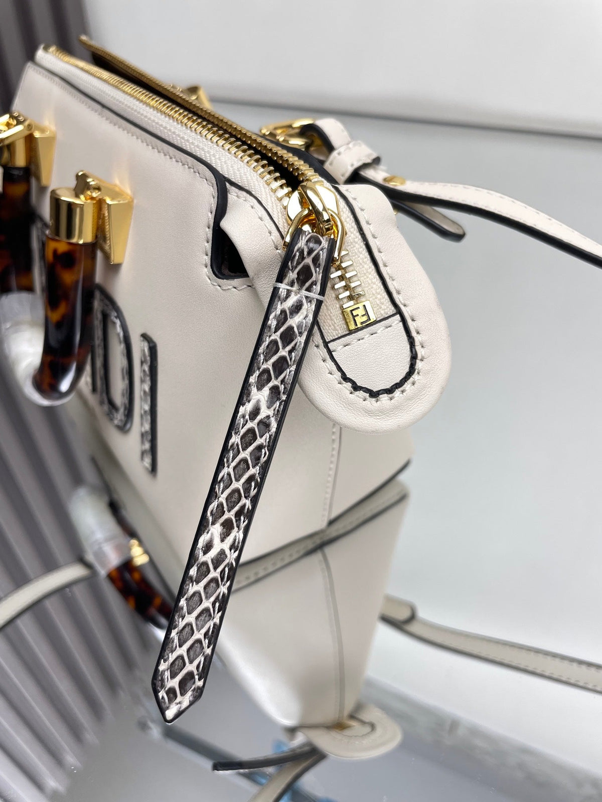 Fendi By the Way Mini 18 in White Lambskin Gold Hardware Bag