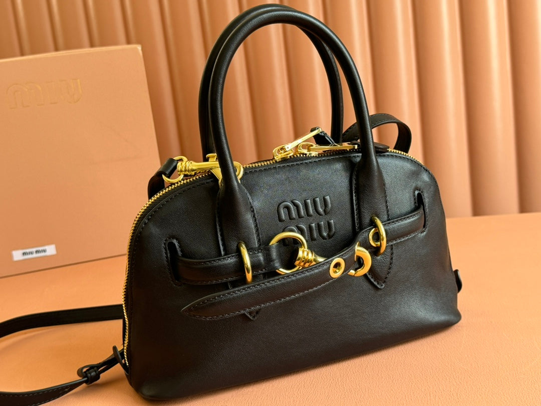Aventure Nappa Bag 28 in Black Lambskin Gold Hardware