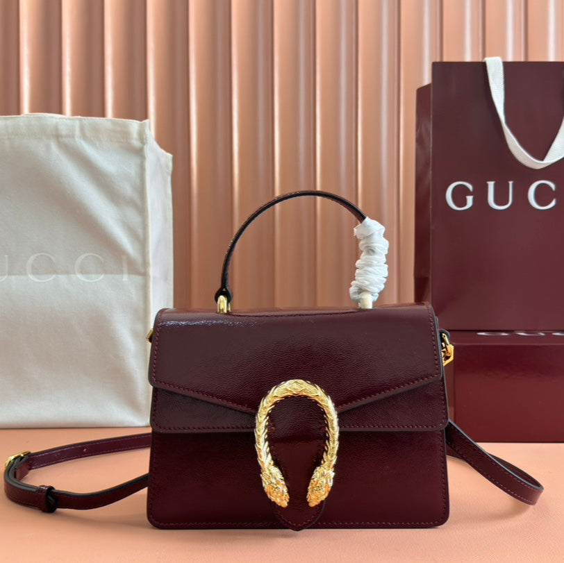 Gucci Dionysus Medium Shoulder Bag 22 in Rosso Ancora Red Glossy Lambskin
