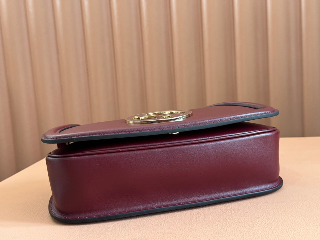 Gucci 26S Blondie Shoulder Bag 26 in Dark Red Calfskin