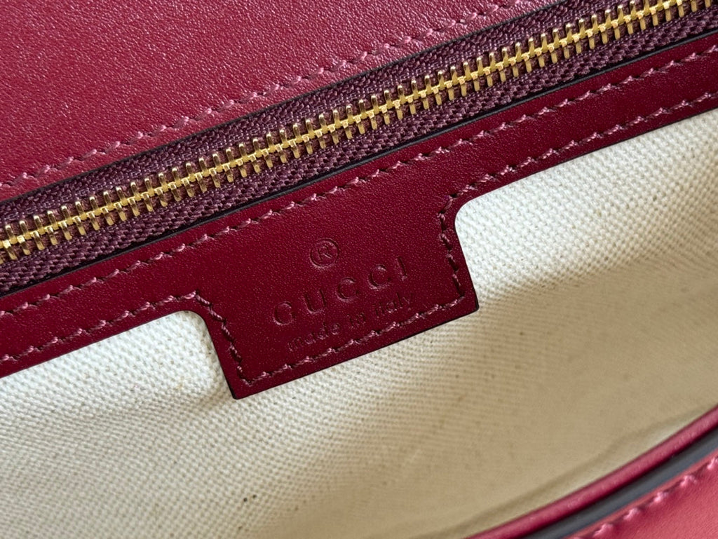 Gucci 26S Blondie Shoulder Bag 26 in Dark Red Calfskin