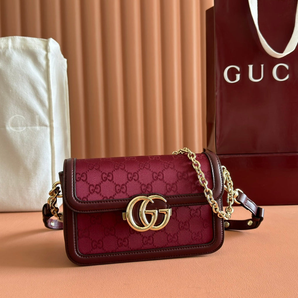 Gucci Go Small Shoulder Bag 21.5 in Rosso Ancora Red Canvas
