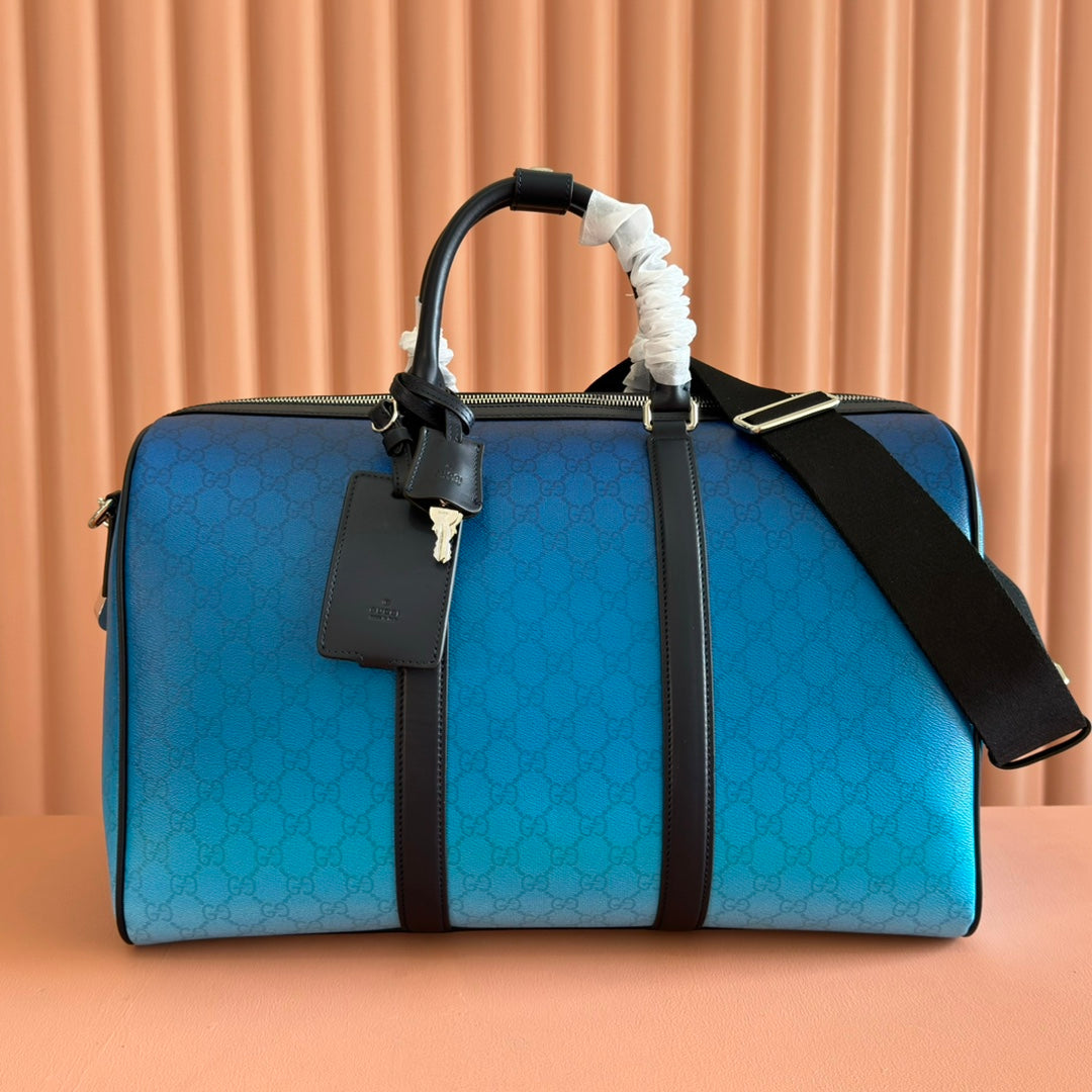Gucci Chroma Large Duffle Bag 45 Blue in Monogram Canvas