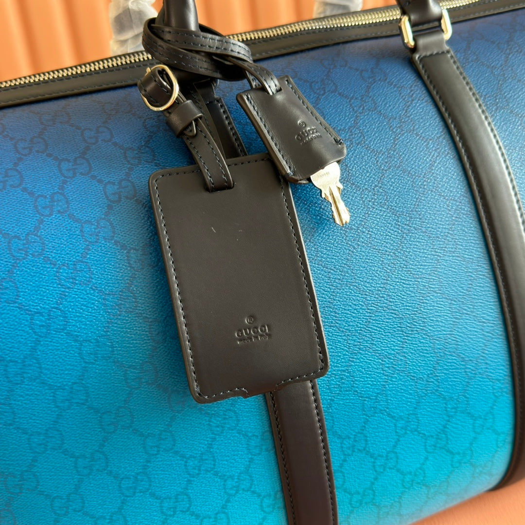 Gucci Chroma Large Duffle Bag 45 Blue in Monogram Canvas