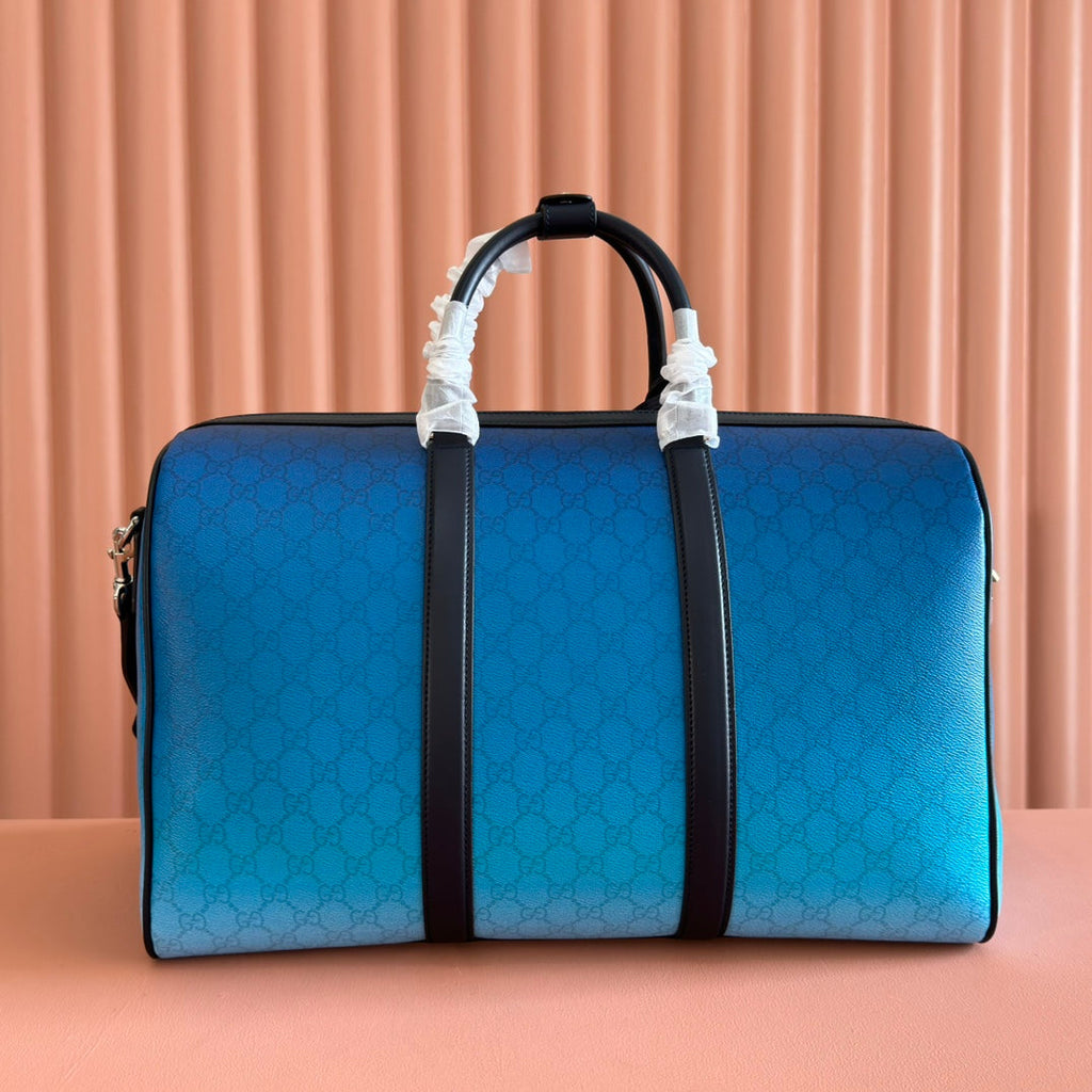 Gucci Chroma Large Duffle Bag 45 Blue in Monogram Canvas