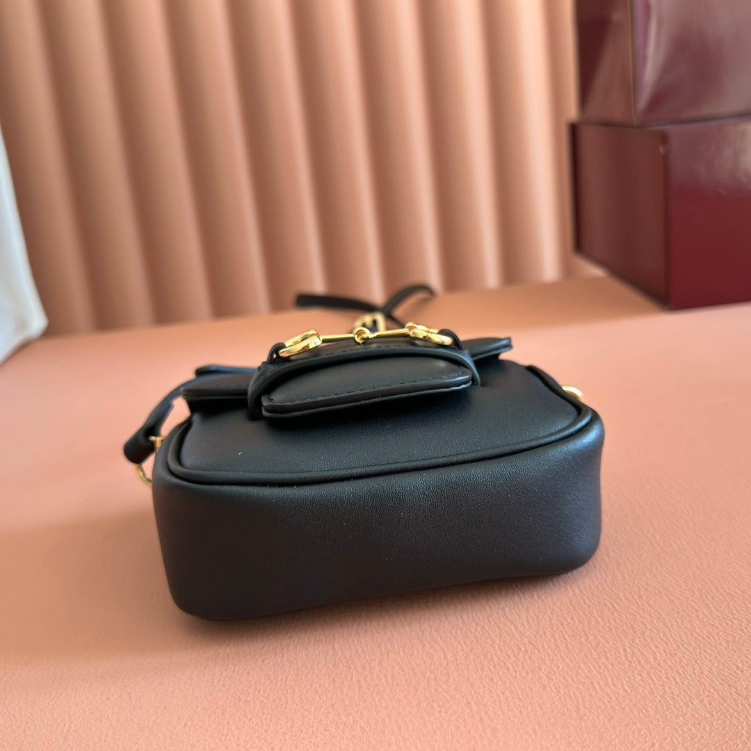 Gucci 26S Horsebit 1955 Bag 13 in Black Calfskin