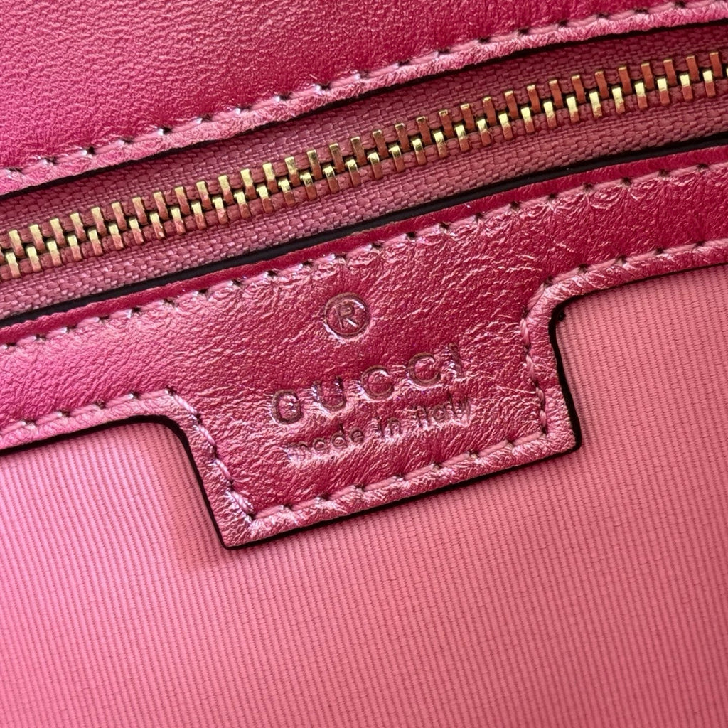 Gucci 26S Marmont Bag 26 in Metallic Pink Lambskin