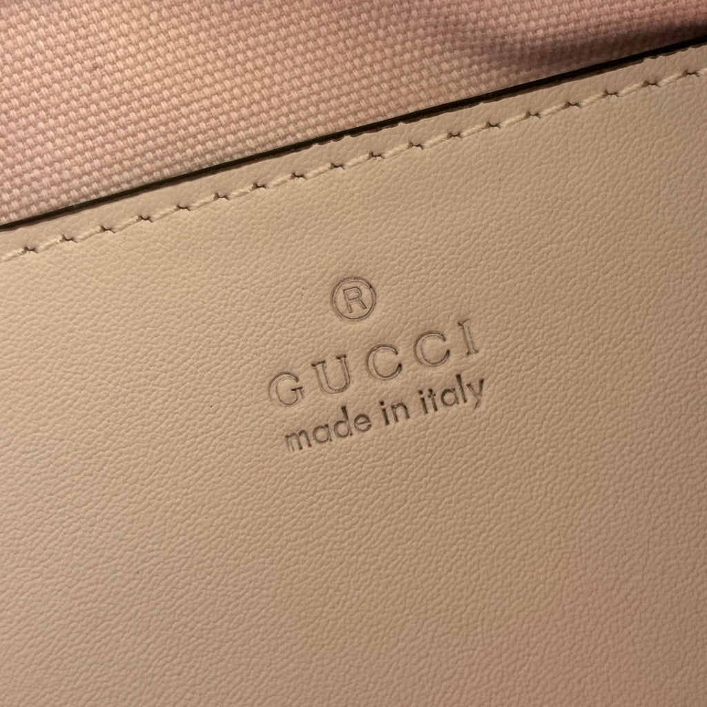 Gucci 26S Emblem Bucket Bag 22 in Light Pink Coated Fabric