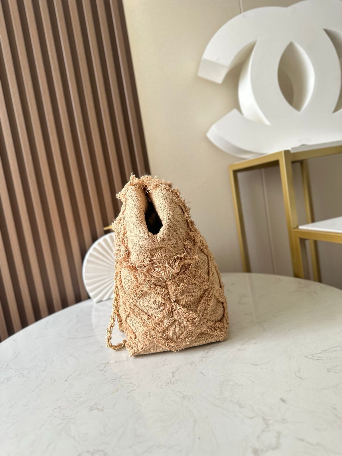 Chanel 25S Tote Bag 48 in Beige Fabric