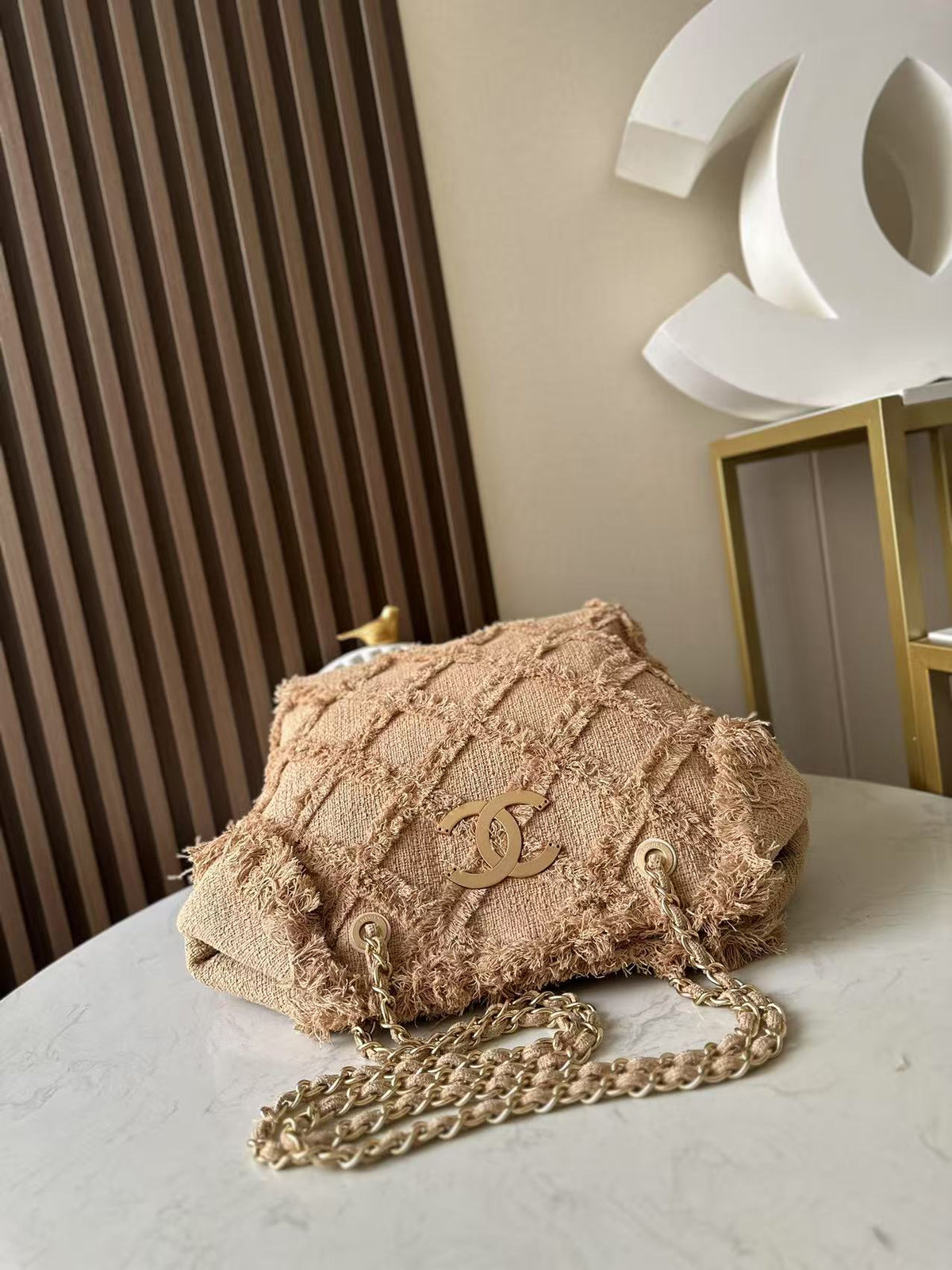 Chanel 25S Tote Bag 48 in Beige Fabric