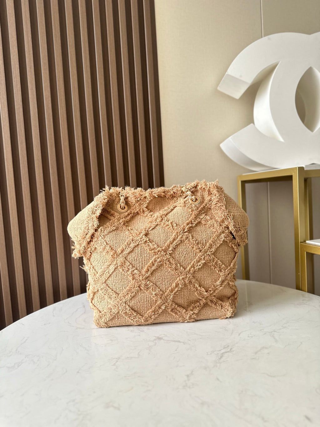 Chanel 25S Tote Bag 48 in Beige Fabric