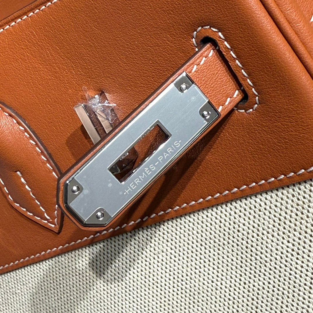 Hermes Birkin 35cm in Veau Barenia Swift Calfskin Ercu Toile Canvas Bag