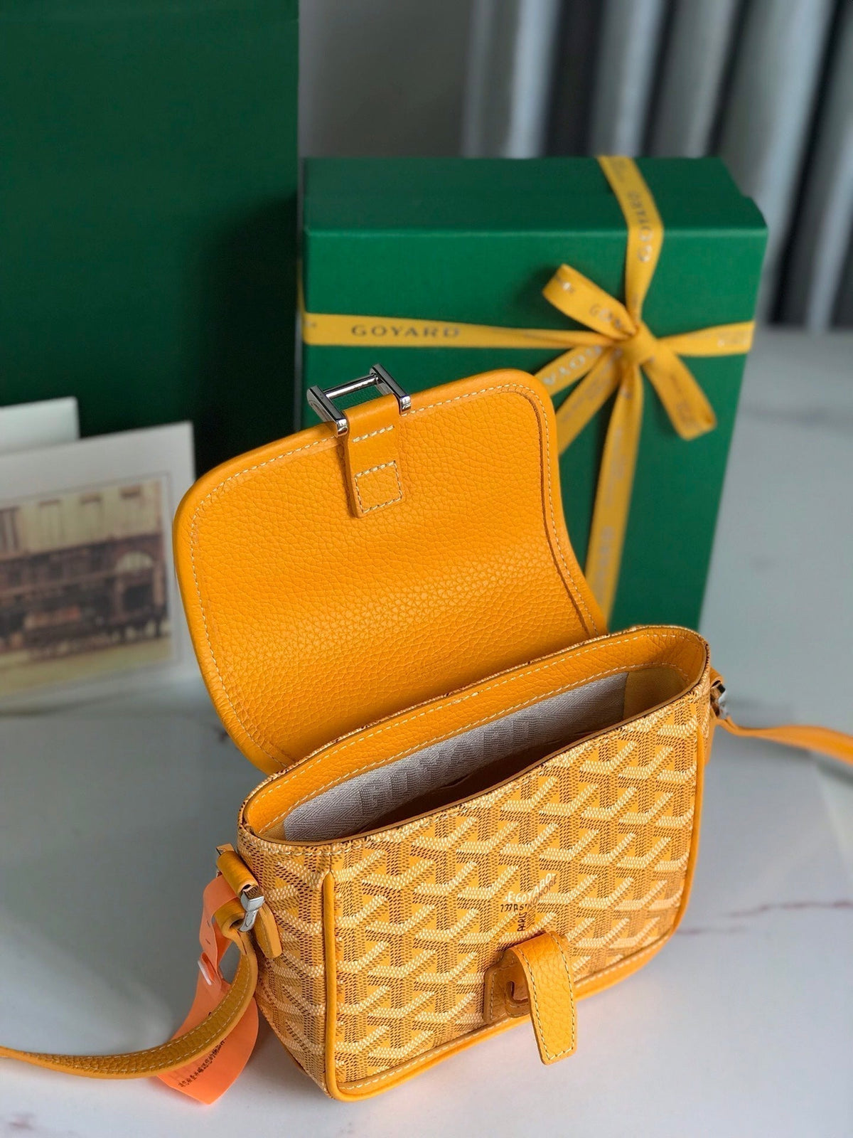 Goyard Grand Bleu 16 in Yellow Goyardine Canvas and Lambskin Bag