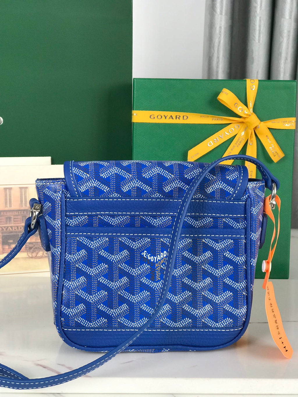 Goyard Grand Bleu 16 in Sapphire Blue Goyardine Canvas and Lambskin Bag