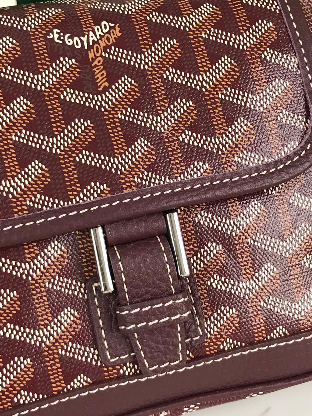 Goyard Grand Bleu 16 in Wine Red Goyardine Canvas and Lambskin Bag