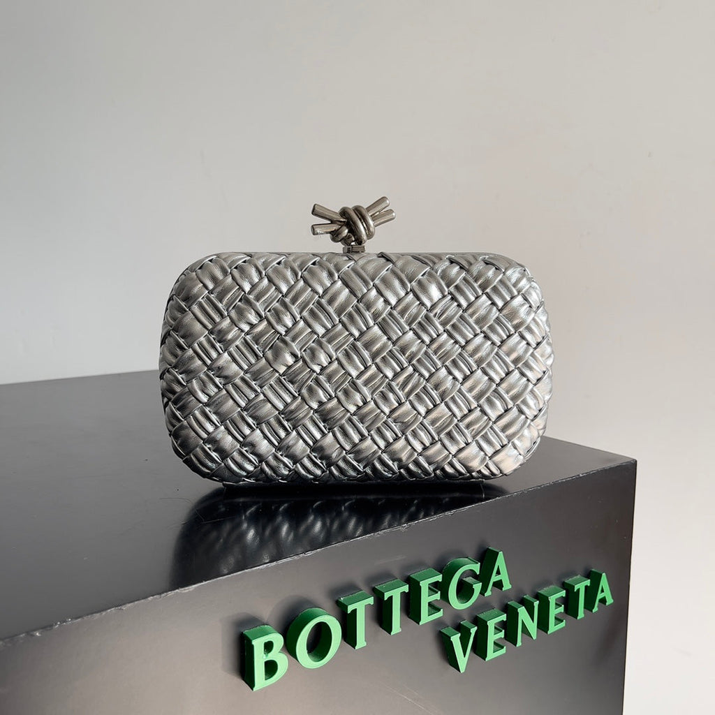 Bottega Veneta Classic Knot 20 in Silver Lambskin Bag
