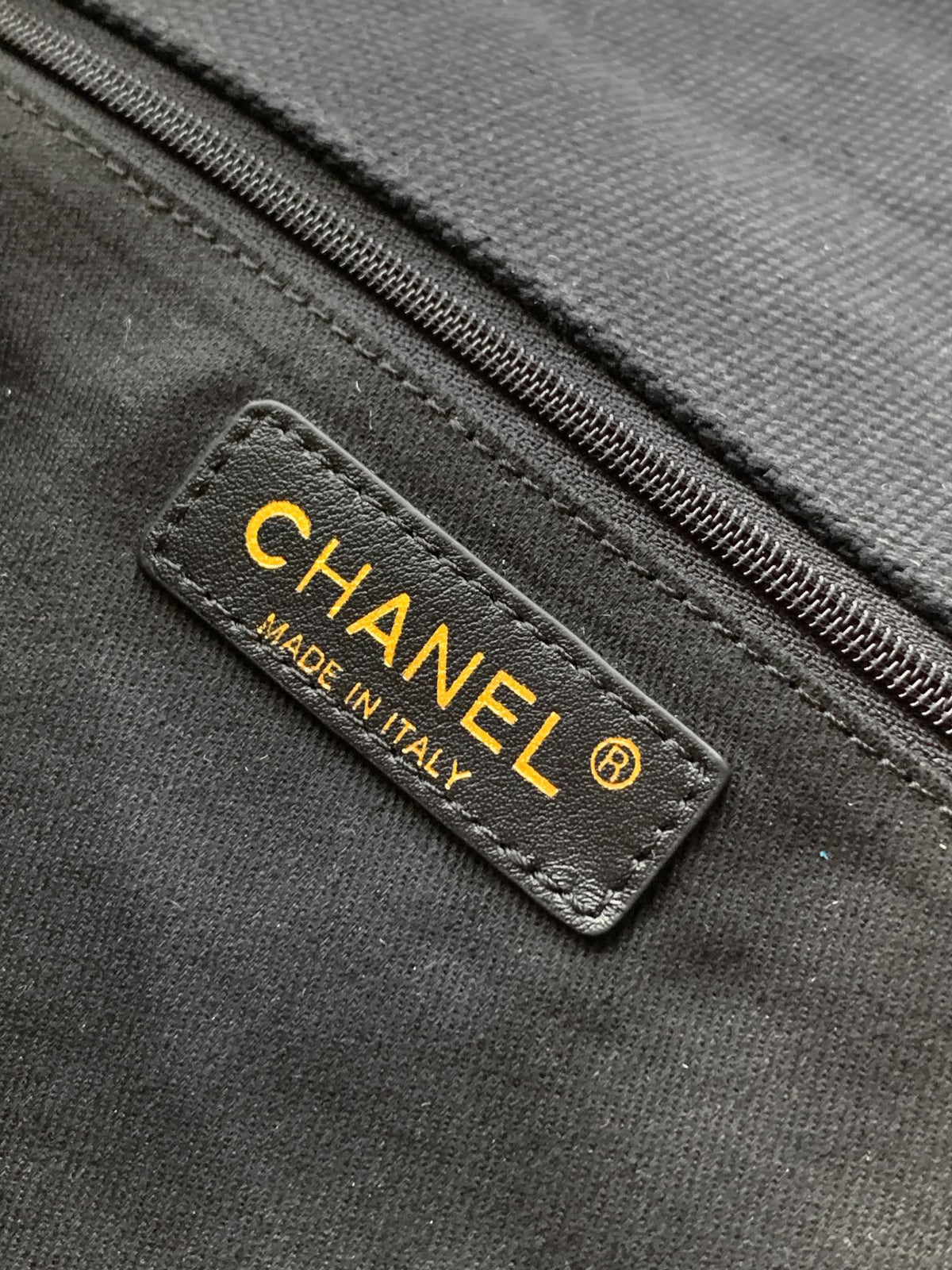Chanel 25S Classic Flap 26 cm in Gunmetal Black Canvas Embroidered Motif with Gold Hardware Bag