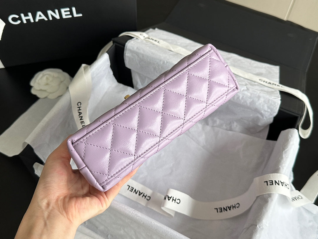 Chanel Vintage Kelly 25S 19 cm in Purple Lambskin with Gold Hardware Bag
