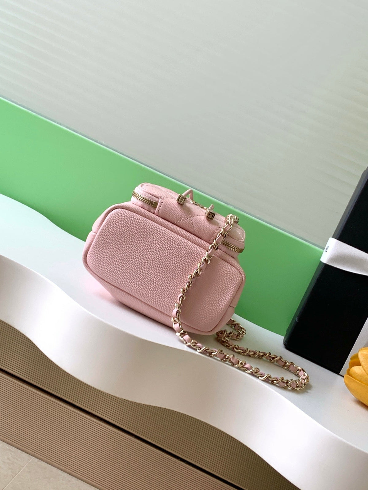 Chanel 25S Mini Bucket Bag 12 in Pink Calfskin Gold Hardware