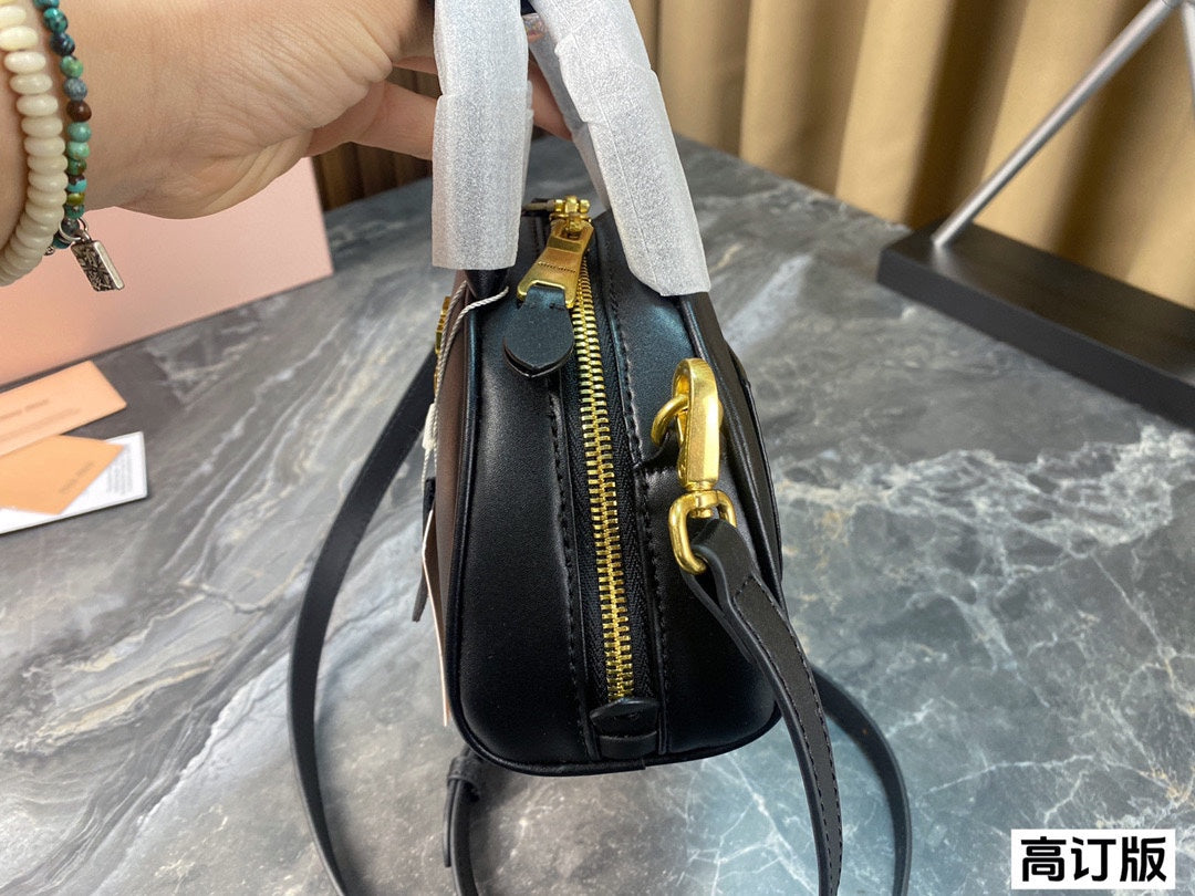 Half - Moon Bag 18 in Black Calfskin