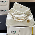 Chanel 19 Hobo Bag 43cm White Goatskin Gold Hardware