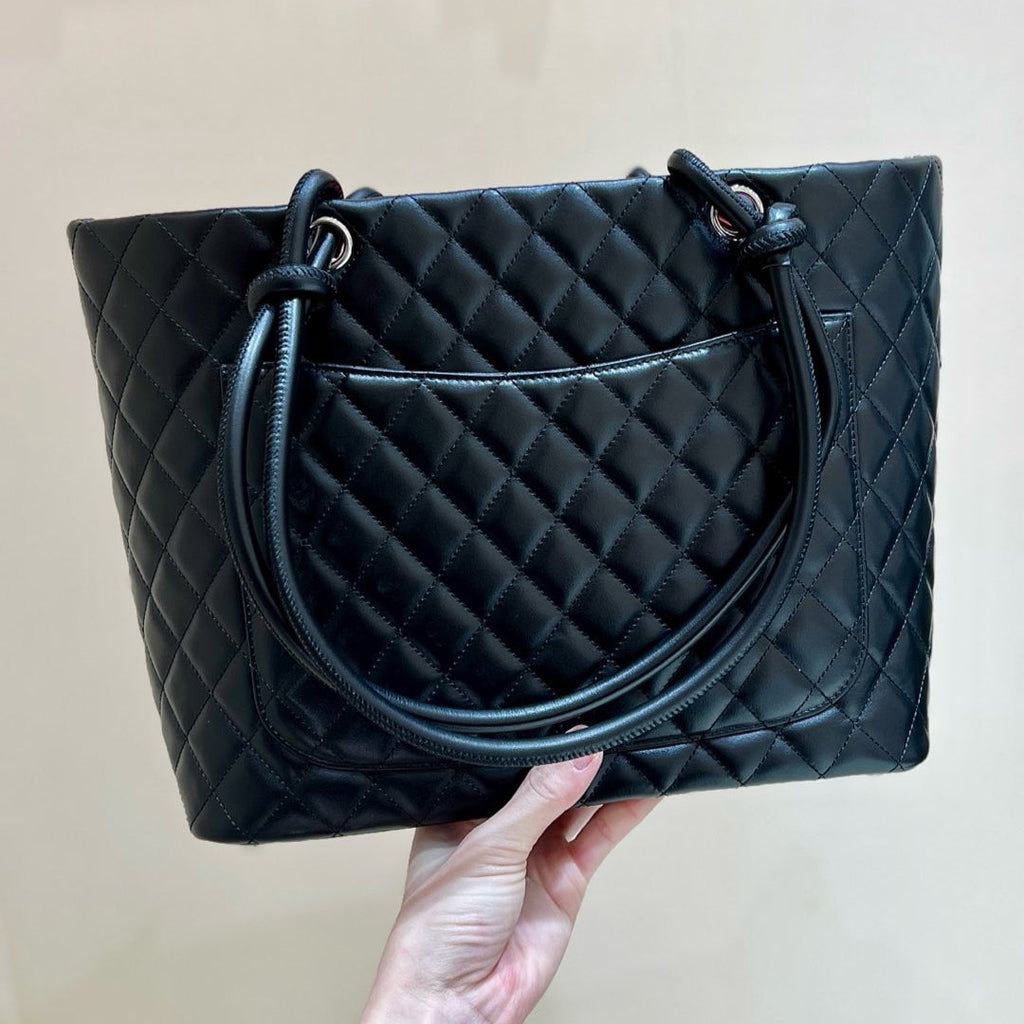Chanel 25S Cambon Ligne Tote Bag 30 in Black Lambskin