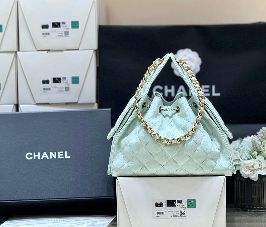 Chanel 25S Handbag in Pale Cyan 30 Calfskin Gold Hardware
