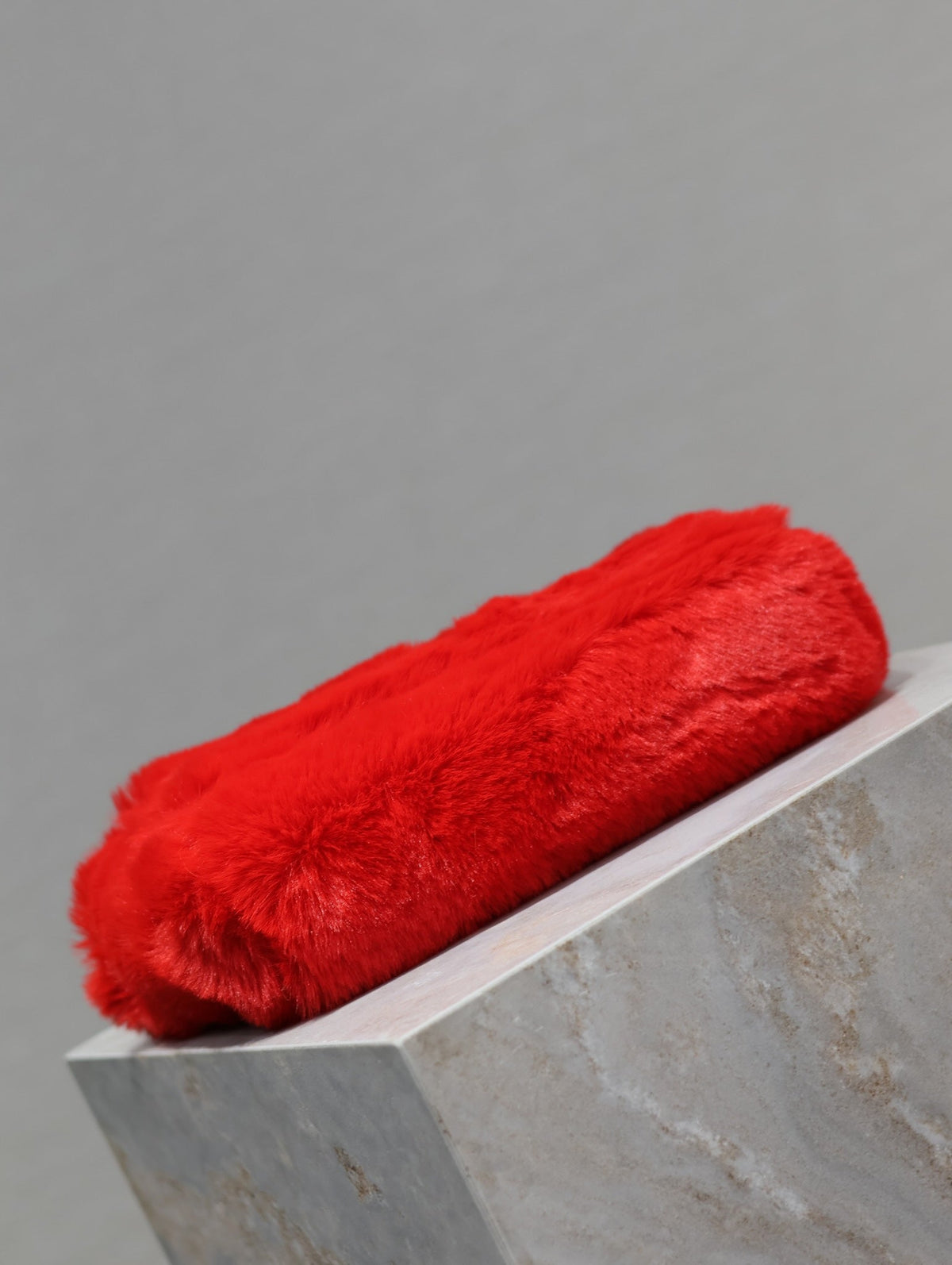 Saint Laurent Kate Small Bag 22 in Scarlet Red Rabbit Fur Gold Chain