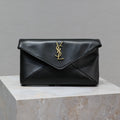 Saint Laurent Envelope Clutch 21 in Black Calfskin