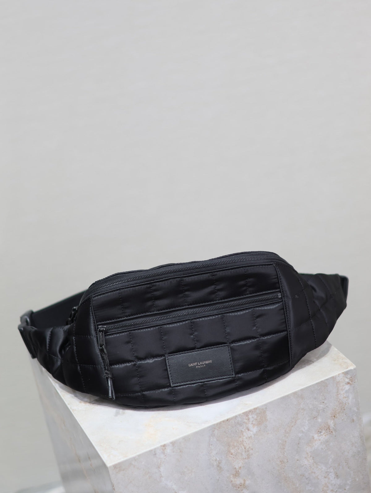 Saint Laurent Crossbody Bag 24 in Black Plaid Nylon