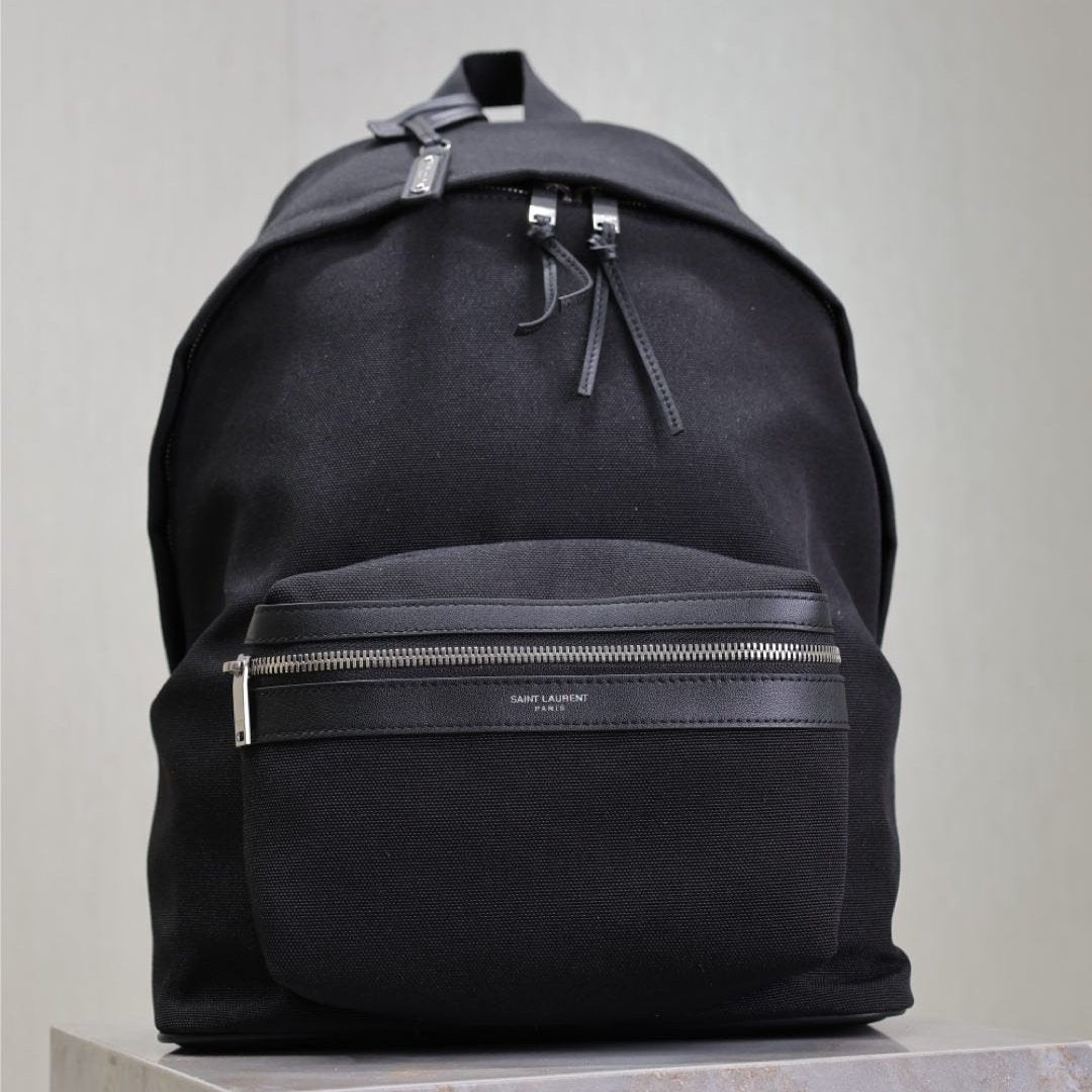 Saint Laurent City Backpack 35 in Black Canvas