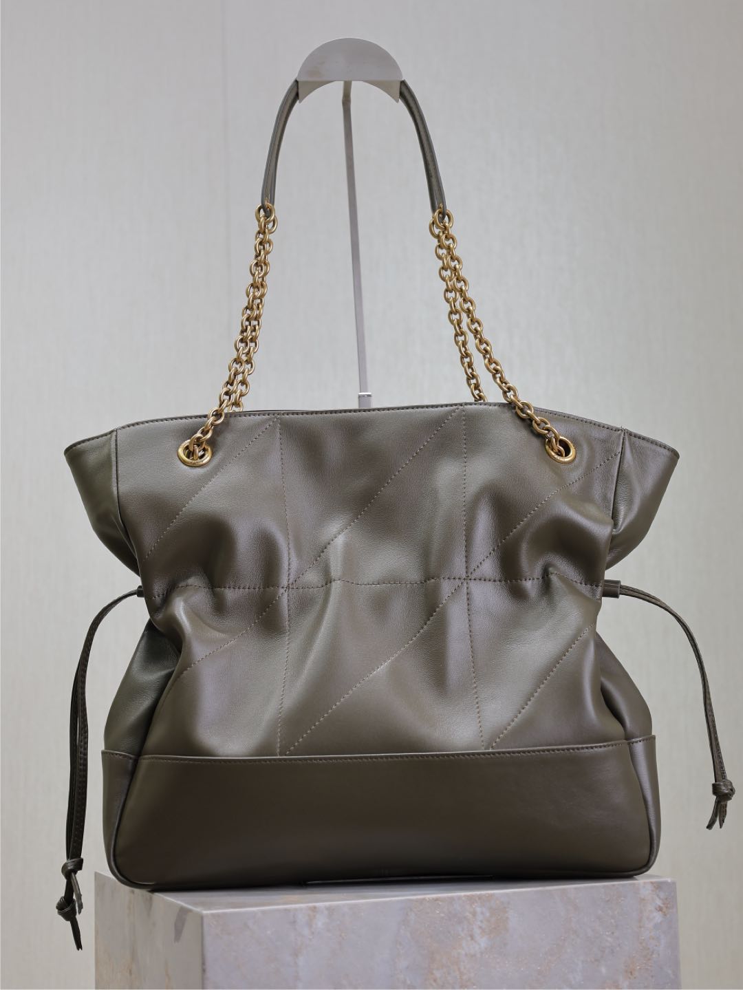 Saint Laurent Jamie Large Pochon 34 in Uniform Green Lambskin Copper Hardware Bag