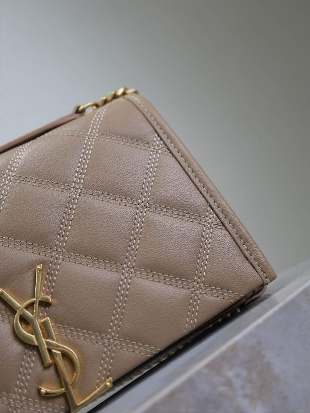 Saint Laurent Becky 22 in Medium Brown Quilted Lambskin Gold Hardware Bag