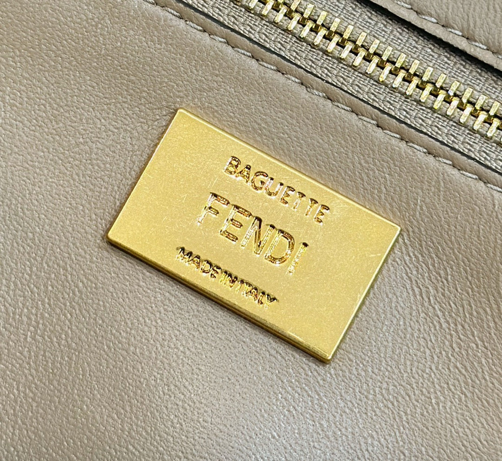 Fendi Baguette 27 Bag in Sand Beige Calfskin with Gold Hardware
