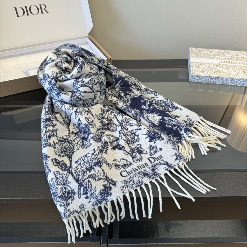 Dior Botanical Fringed Scarf — front